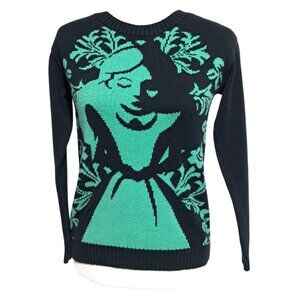 Disney Alice In Wonderland Black & Green Knitted Pullover Sweater Sz Small